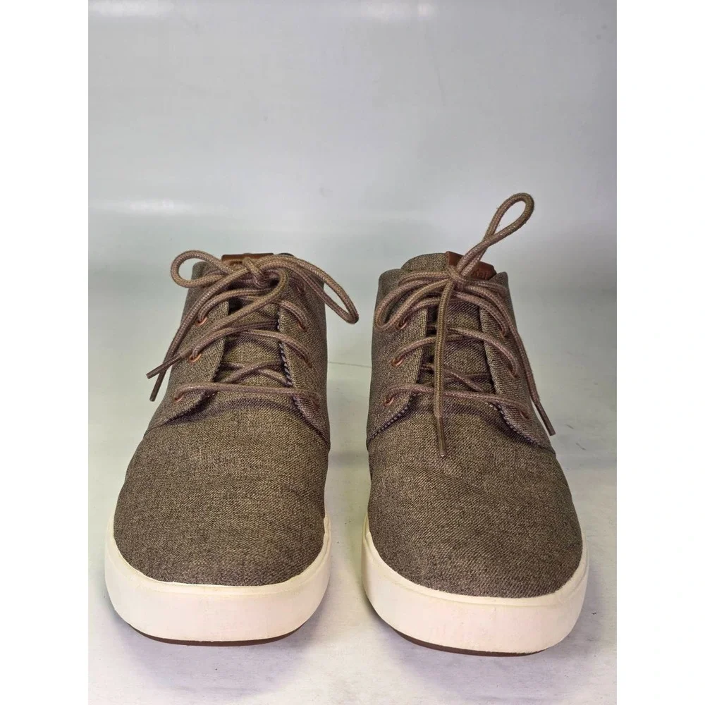 OluKai Nana Hele Wai'apo Men's Chukka Boots Size 9.5 Gray Brown Canvas Mid Shoes
